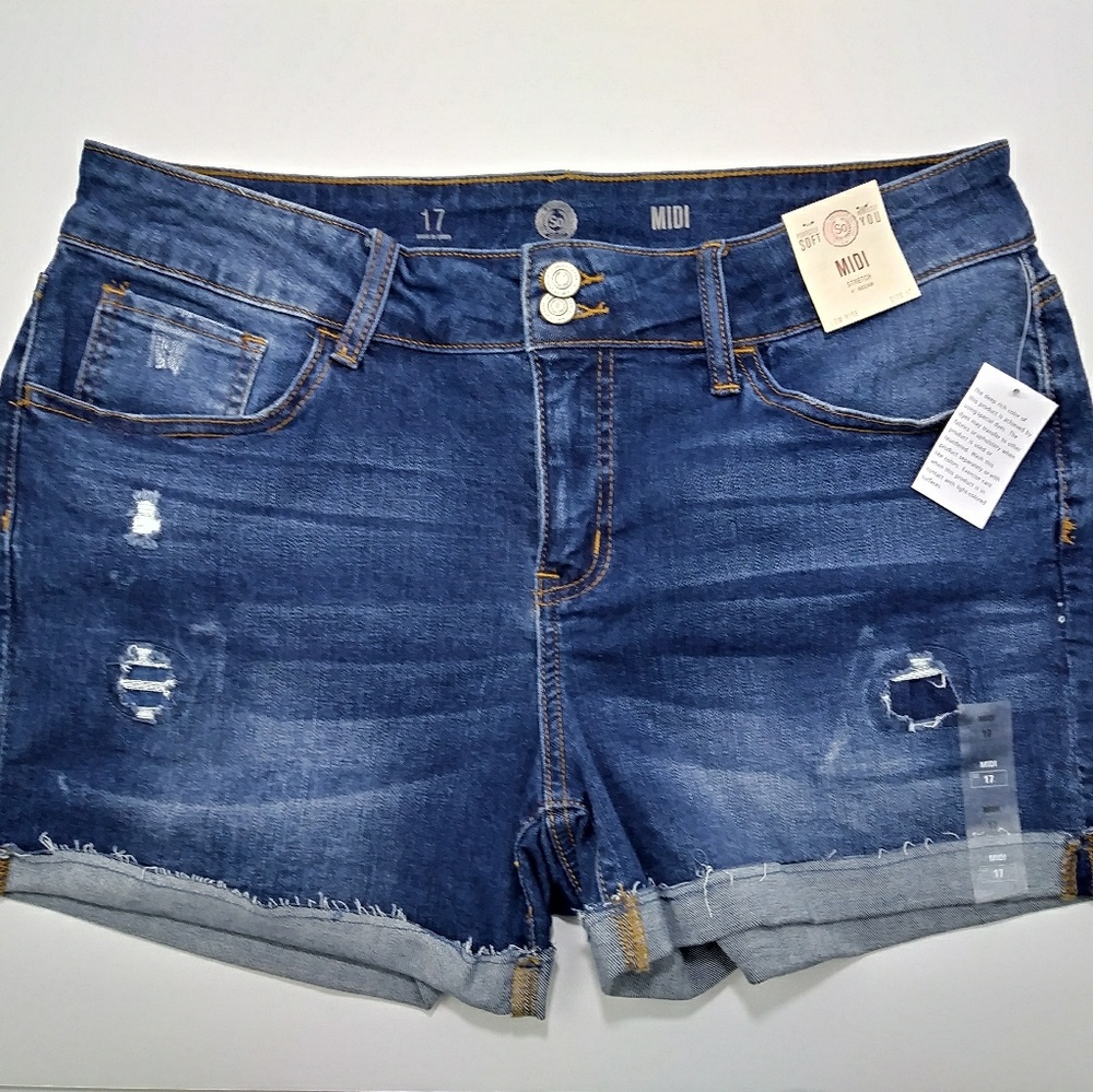 So Junior Shorts Distressed Mended Low Rise 17